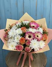 Букет цветов из:  Розы, Герберы и Хризантемы в Верхнеднепровском
