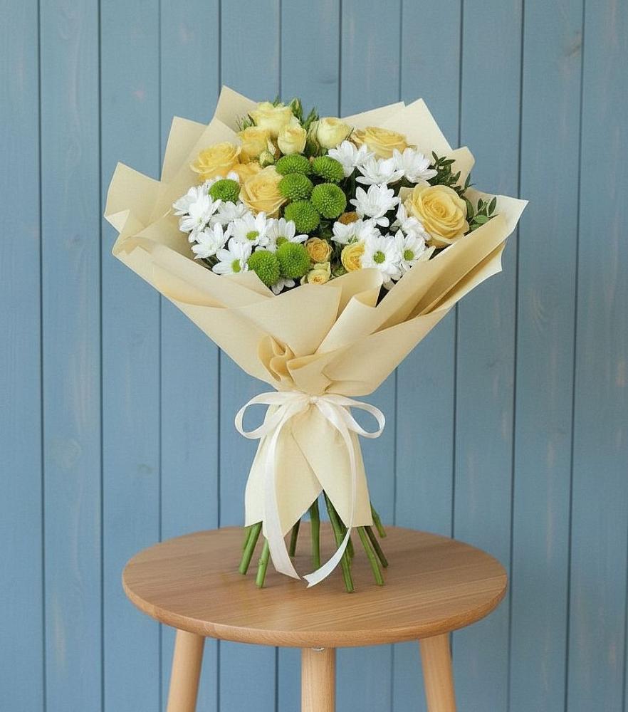 Букет цветов из: Хризантемы и Розы в Верхнеднепровском