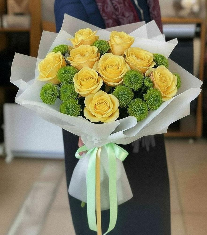 Букет цветов из: Хризантемы и Розы в Верхнеднепровском