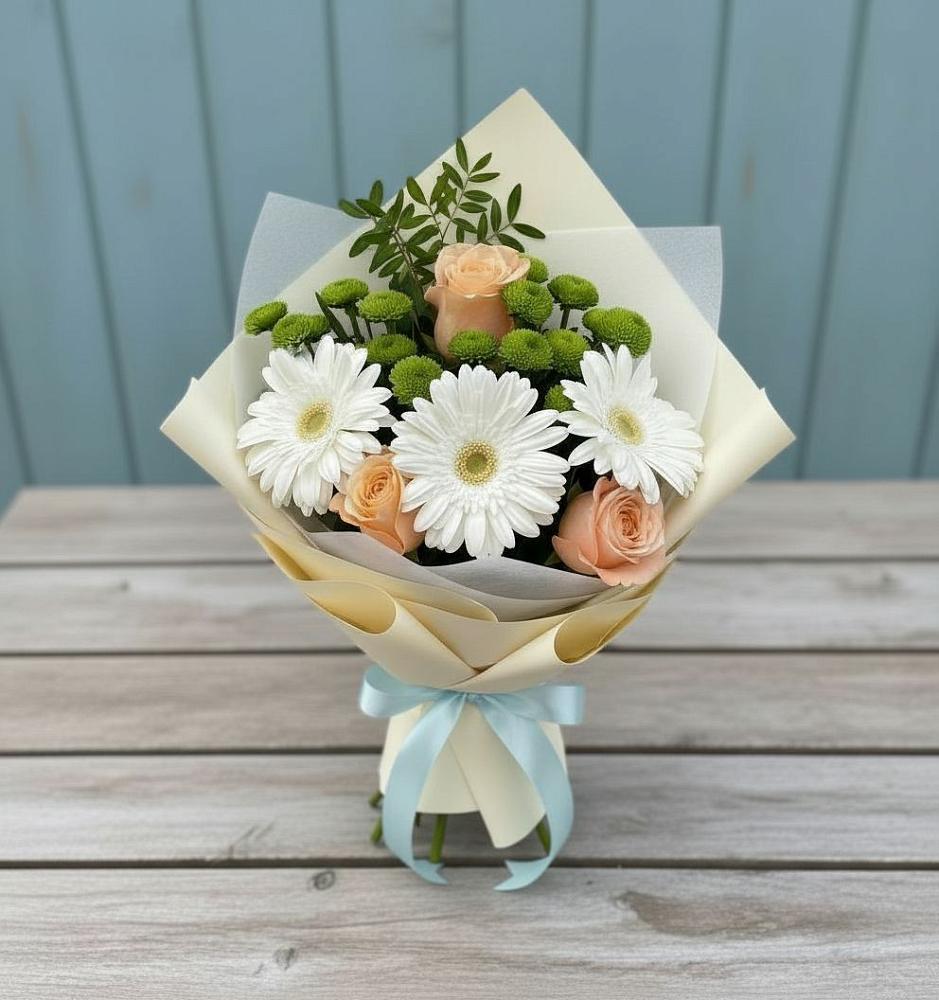 Букет цветов из: Герберы, Розы и Хризантемы в Верхнеднепровском
