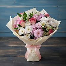 Букет цветов из:  Хризантемы, Альстромерии и Розы #REPLACE_PRED# Верхнеднепровском