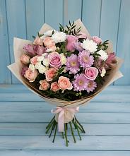 Букет цветов из:  Хризантемы, Розы и Альстромерии в Верхнеднепровском