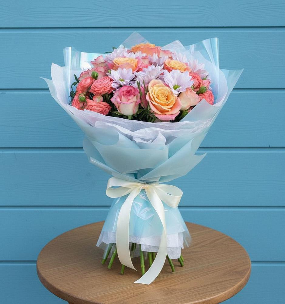 Букет цветов из: Хризантемы и Розы в Верхнеднепровском