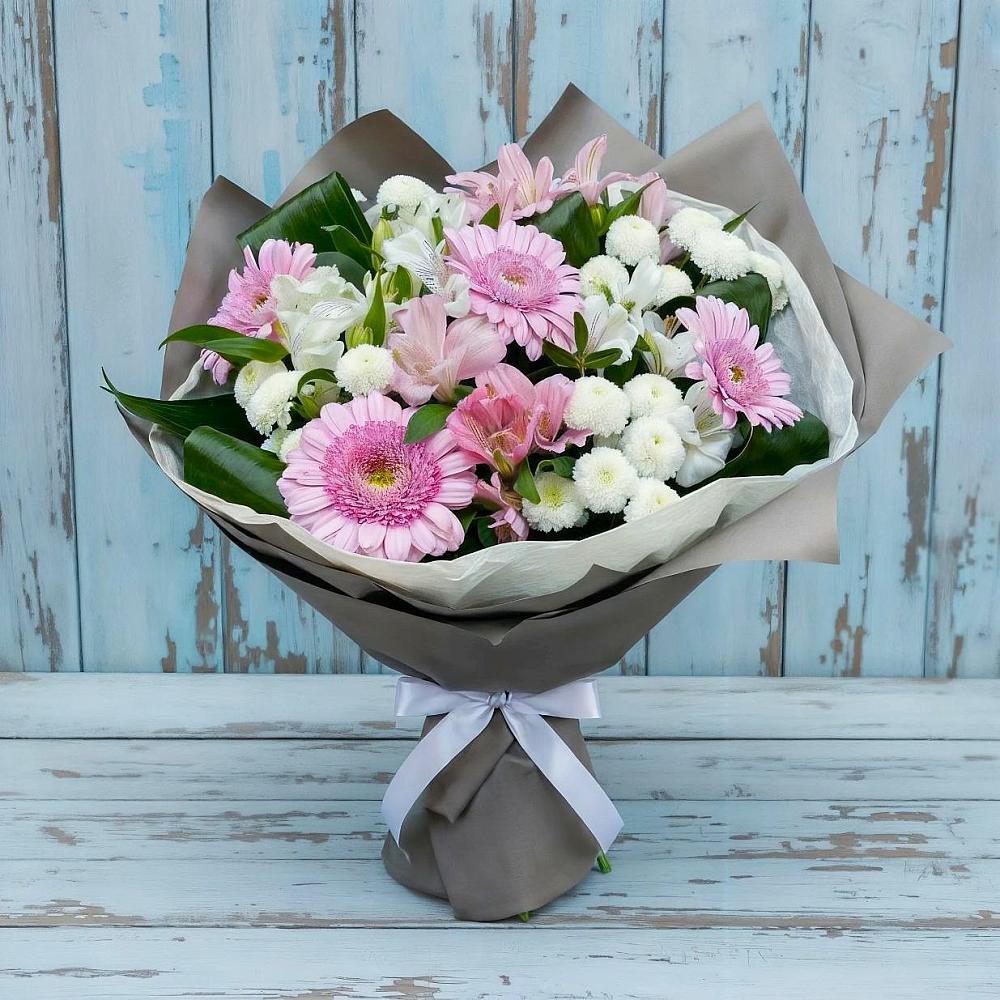 Букет цветов из: Герберы, Альстромерии и Хризантемы в Верхнеднепровском